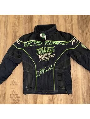Vintage 90s Team Arctic Cat Snowbike Snowmobile Ski Jacket Size C14/16 Youth